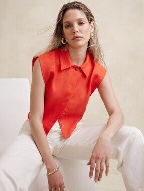 Banana Republic Cropped linen shirt Medium